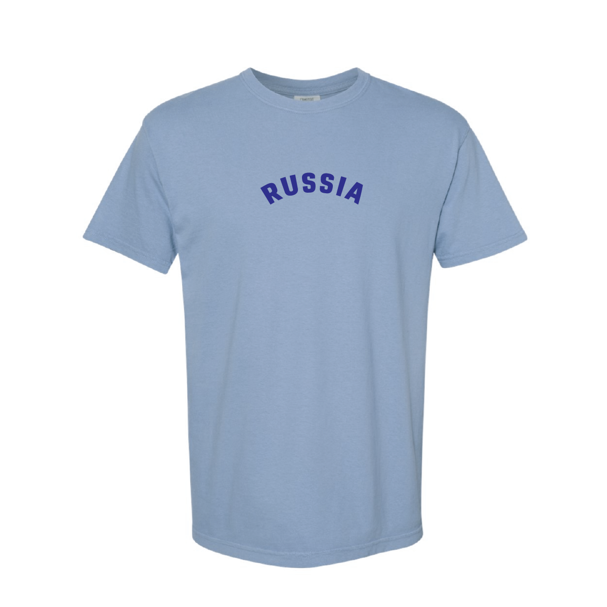 Blue Adult Russia Embroidered Tee